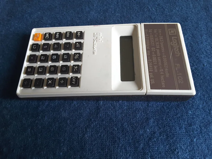 Authentique Calculatrice Vintage Logitech FL-102 – Modèle Rétro LCD Années 80 avec Table de Conversion – Image 5