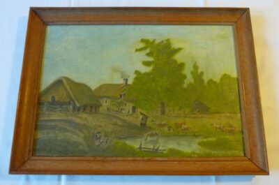 Peinture à l’huile représentant un paysage rural de Provence, signée Mistral, entre 1890 et 1930