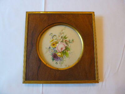 Miniature romantique, Bouquet de fleurs, signé P. Crismanovich, plein XIXe siècle à début XXe