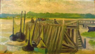 Le port du Crotoy en baie de Somme, l’estacade, H. Devaux, 1946