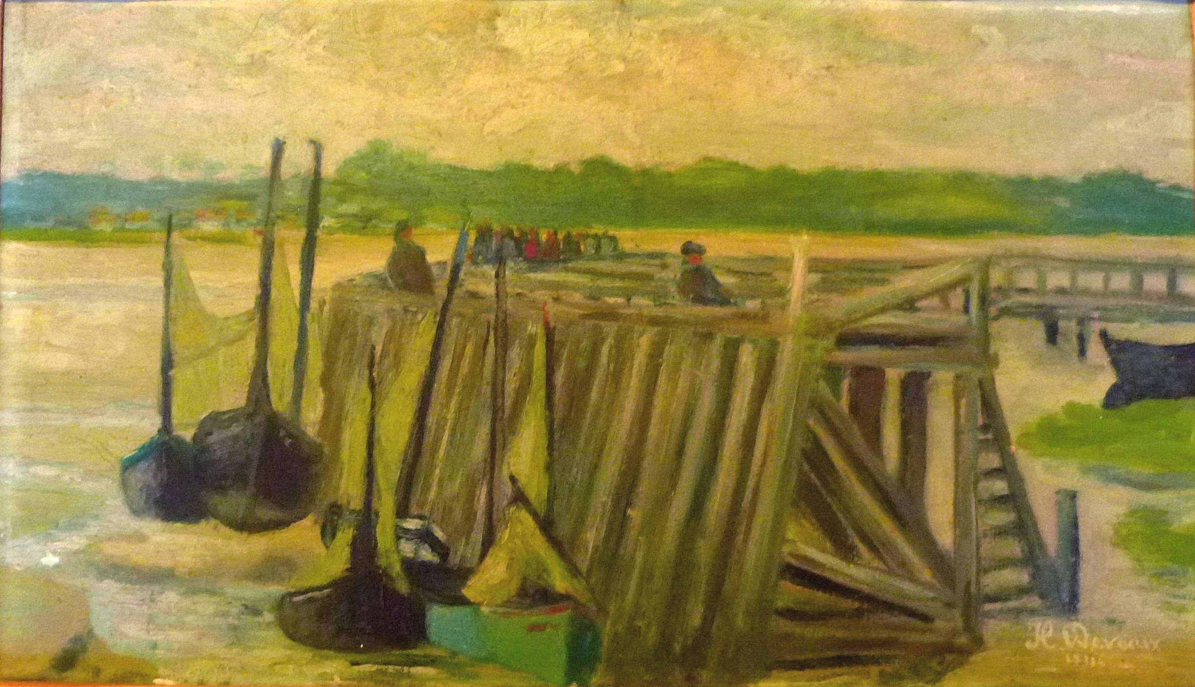 Le port du Crotoy en baie de Somme, l'estacade, H. Devaux, 1946