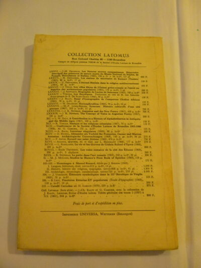 Catulli, Carmina, Latomus, Revue d’études latines, Bruxelles, 1970