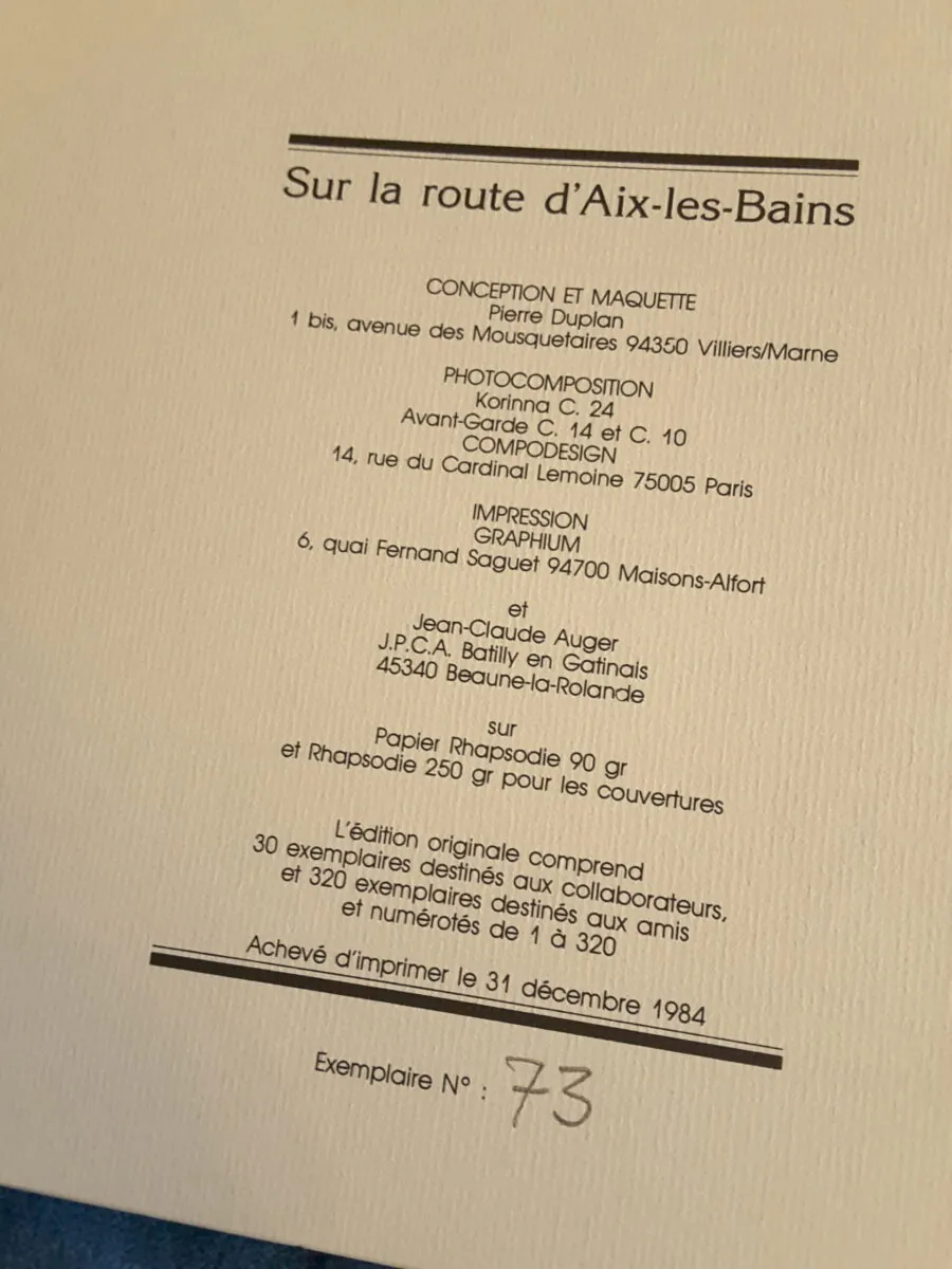 Victor Hugo, Sur la route d’Aix-les-Bains, par Pierre Duplan de l'École Estienne, 1984, exemplaire numéroté 73 des 350 de l'édition originale – Image 8
