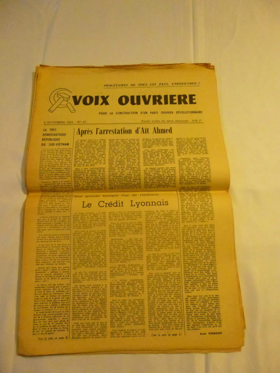 Rare Lot de Journaux Voix Ouvrière 1964 et Tract Étudiants Communistes – Image 2