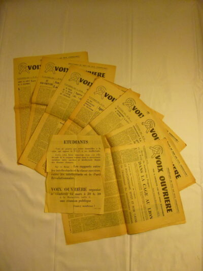 Rare, 1964, journal bimensuel La Voix Ouvrière, 7 numéros et Tract d’époque à destination des étudiants communistes. Tout l’automne 1964.