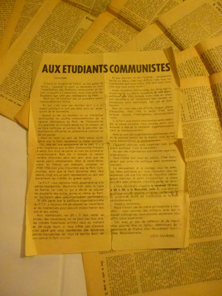 Rare Lot de Journaux Voix Ouvrière 1964 et Tract Étudiants Communistes – Image 6
