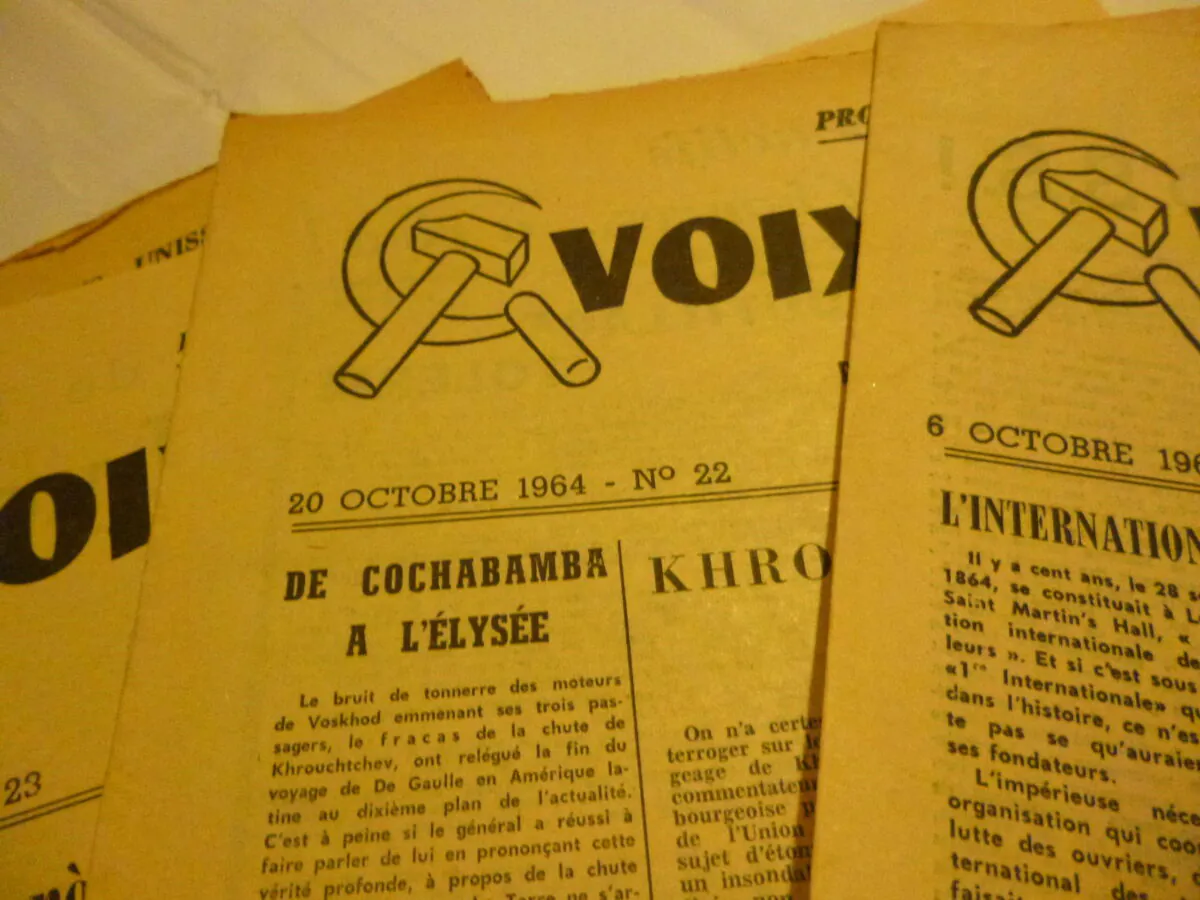 Rare Lot de Journaux Voix Ouvrière 1964 et Tract Étudiants Communistes – Image 9