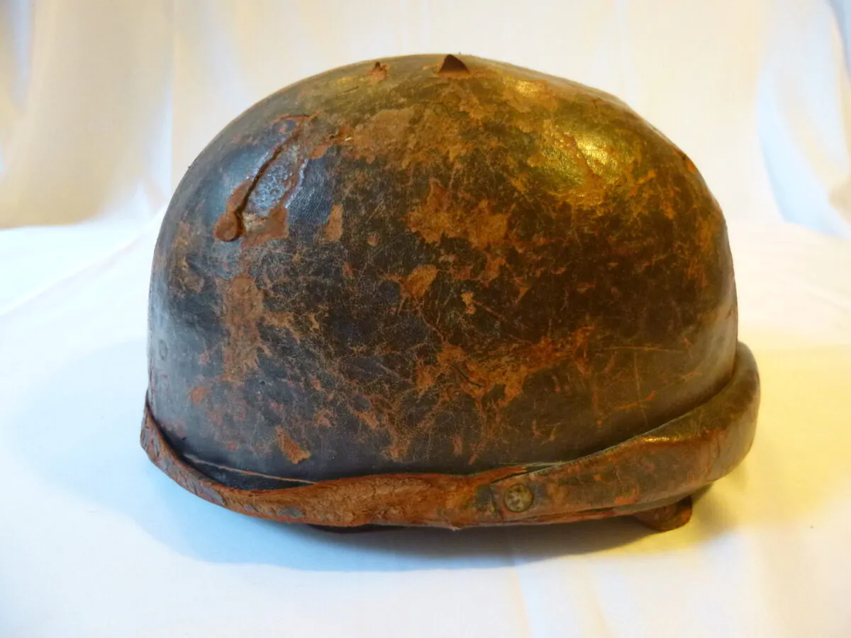 Rare casque moto vintage en cuir années 30/50 – Idéal collection et déco rétro – Image 5