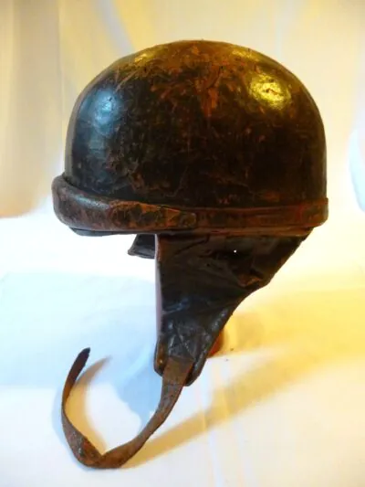 Rare casque moto vintage en cuir années 30/50 – Idéal collection et déco rétro