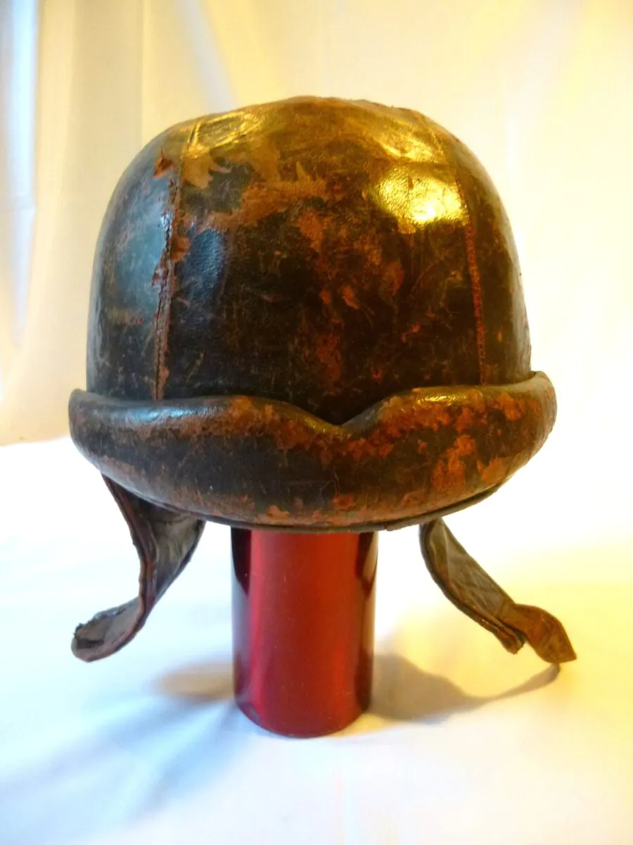 Rare casque moto vintage en cuir années 30/50 – Idéal collection et déco rétro – Image 15