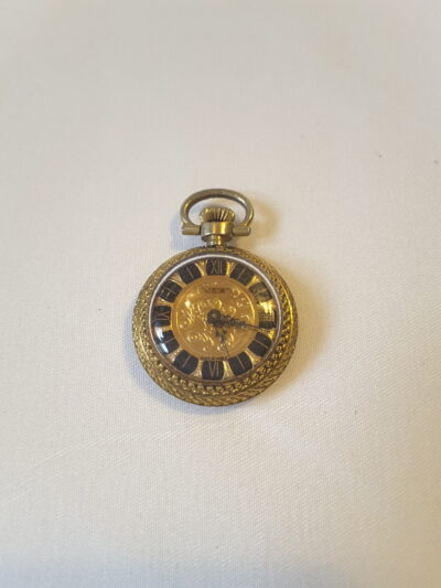 Montre pendentif / montre de col mécanique vintage JEX – Style Baroque Doré – FONCTIONNE – réserve de marche 26h TESTÉE