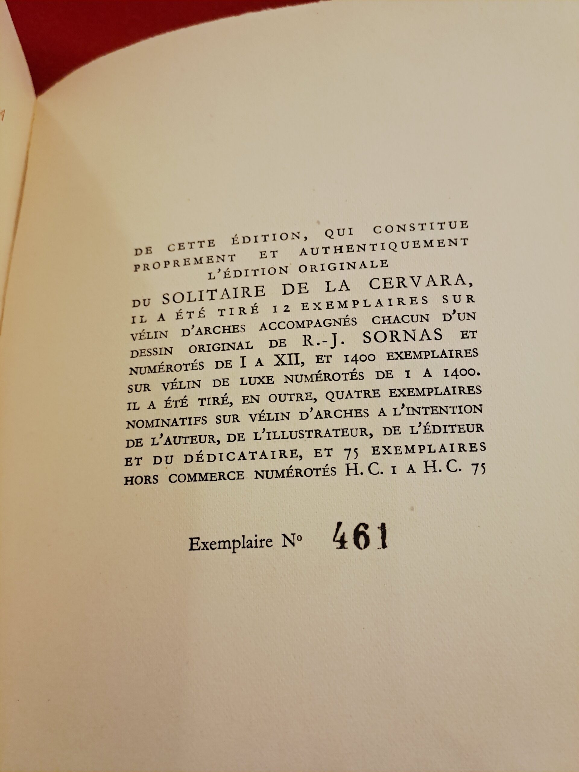 Le Solitaire de la Cervara, Francis Ambrière, Illustré par R.-J. SORNAS, Éditions Ocia, Paris, 1946, édition originale numérotée sur vélin de luxe, non coupé, exemplaire numéro 461 – Image 12