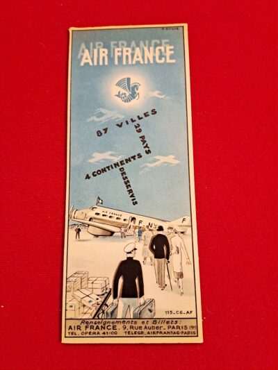 Rare dépliant publicitaire Air France vintage – Années 1930, autour de 1935 – par l’affichiste René Girard – Trimoteur Wibault