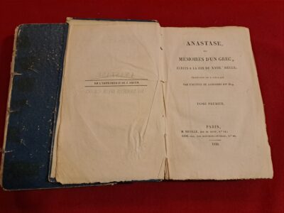 ANASTASE ou Mémoires d’un Grec (1820) – Éd. Originale Française – 2 Vol.