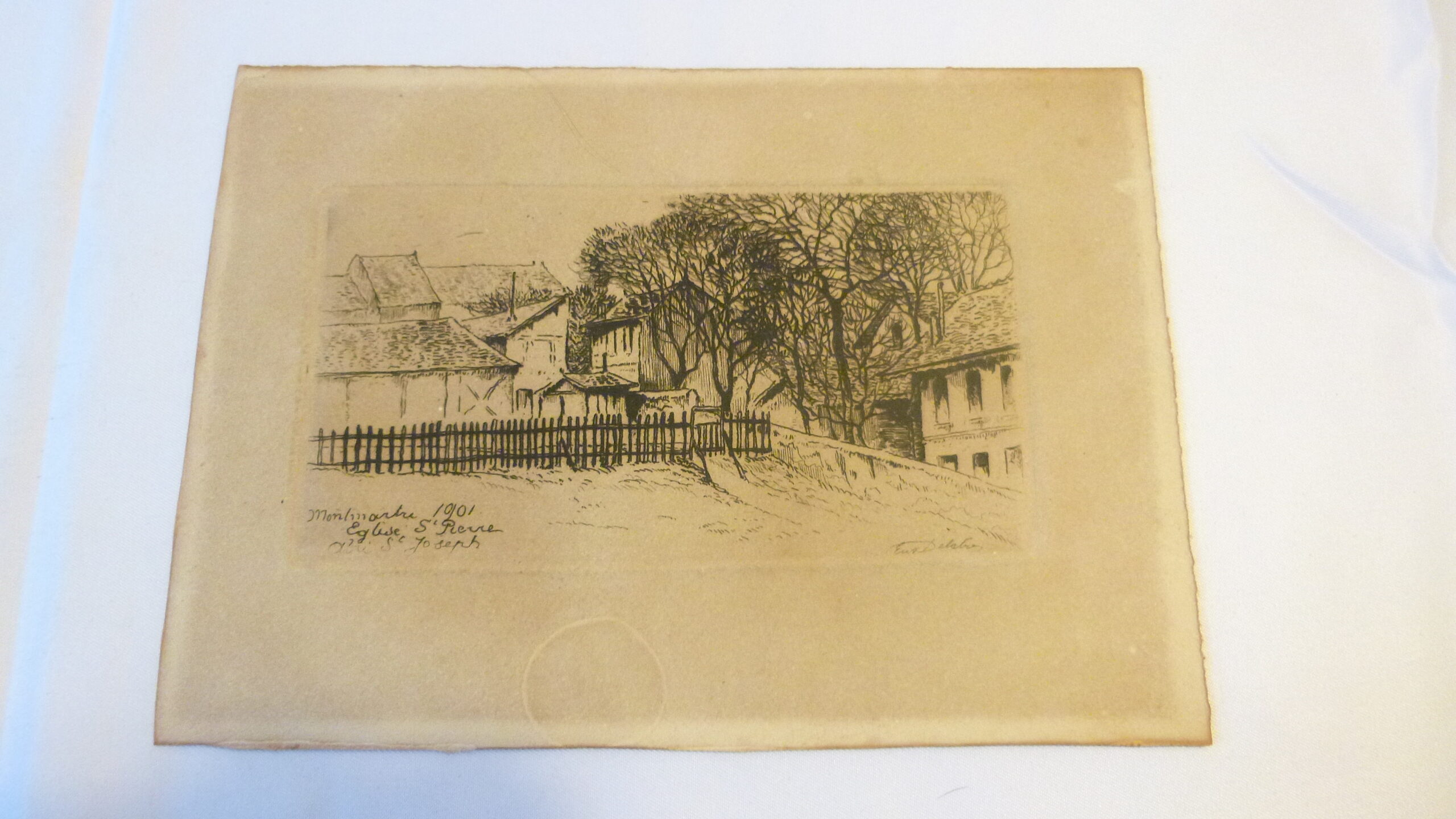 Moulin Debray, vue de la rue Lepic, Montmartre 1884, eau-forte originale d'Eugène Delâtre (Copie) – Image 2