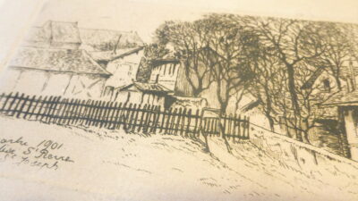 Moulin Debray, vue de la rue Lepic, Montmartre 1884, eau-forte originale d’Eugène Delâtre (Copie)