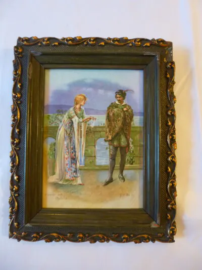 Magnificent ! Rare Antique Edwardian Shakespeare Hamlet and Ophelia Ceramic Tile by J.H. Bacon