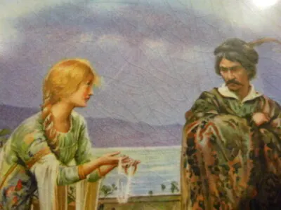 Magnificent ! Rare Antique Edwardian Shakespeare Hamlet and Ophelia Ceramic Tile by J.H. Bacon