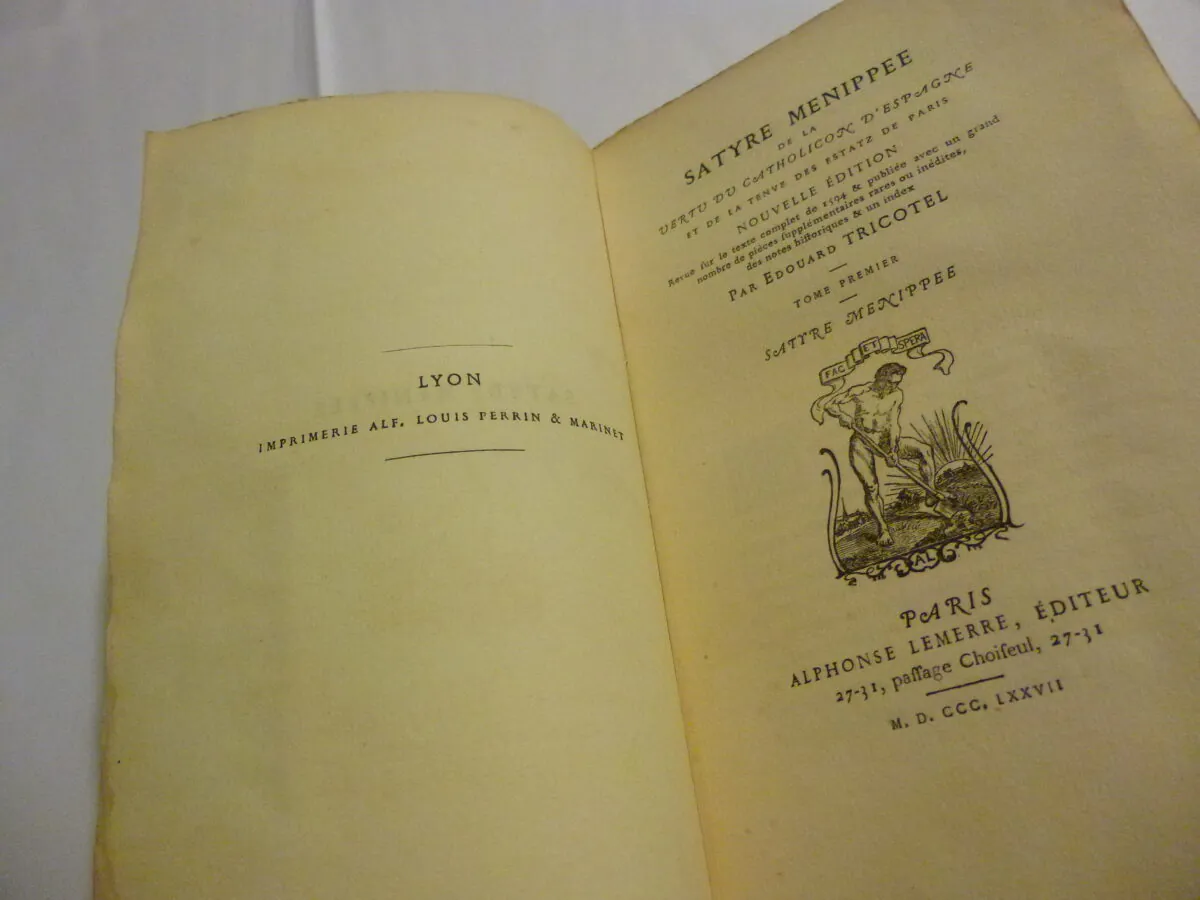 Rare Satyre Ménippée (Tome 1) – Édition Alphonse Lemerre 1877 sur Papier de Hollande – Image 10