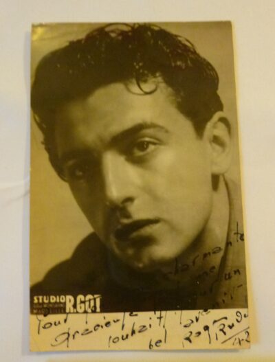 Photographie de Roger Rudel, dédicacée et signée par l’acteur, 1942, carte photo vintage du studio R. Got