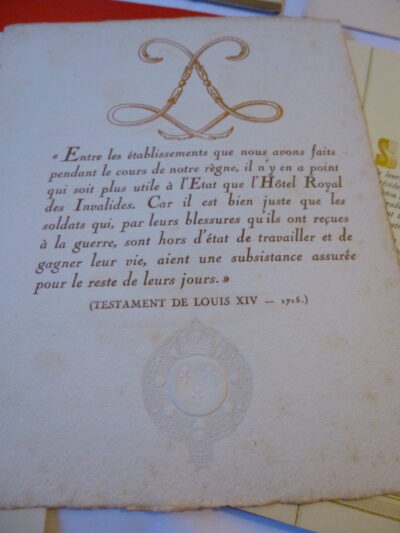 Livre d’or RARE mars 1944 – Fédération Invalides de Guerre – Tirage Numéroté – Ill. R. Chassard – L’Industrie du Luxe pour les Invalides de guerre – Moulins à papier du Val de Laga