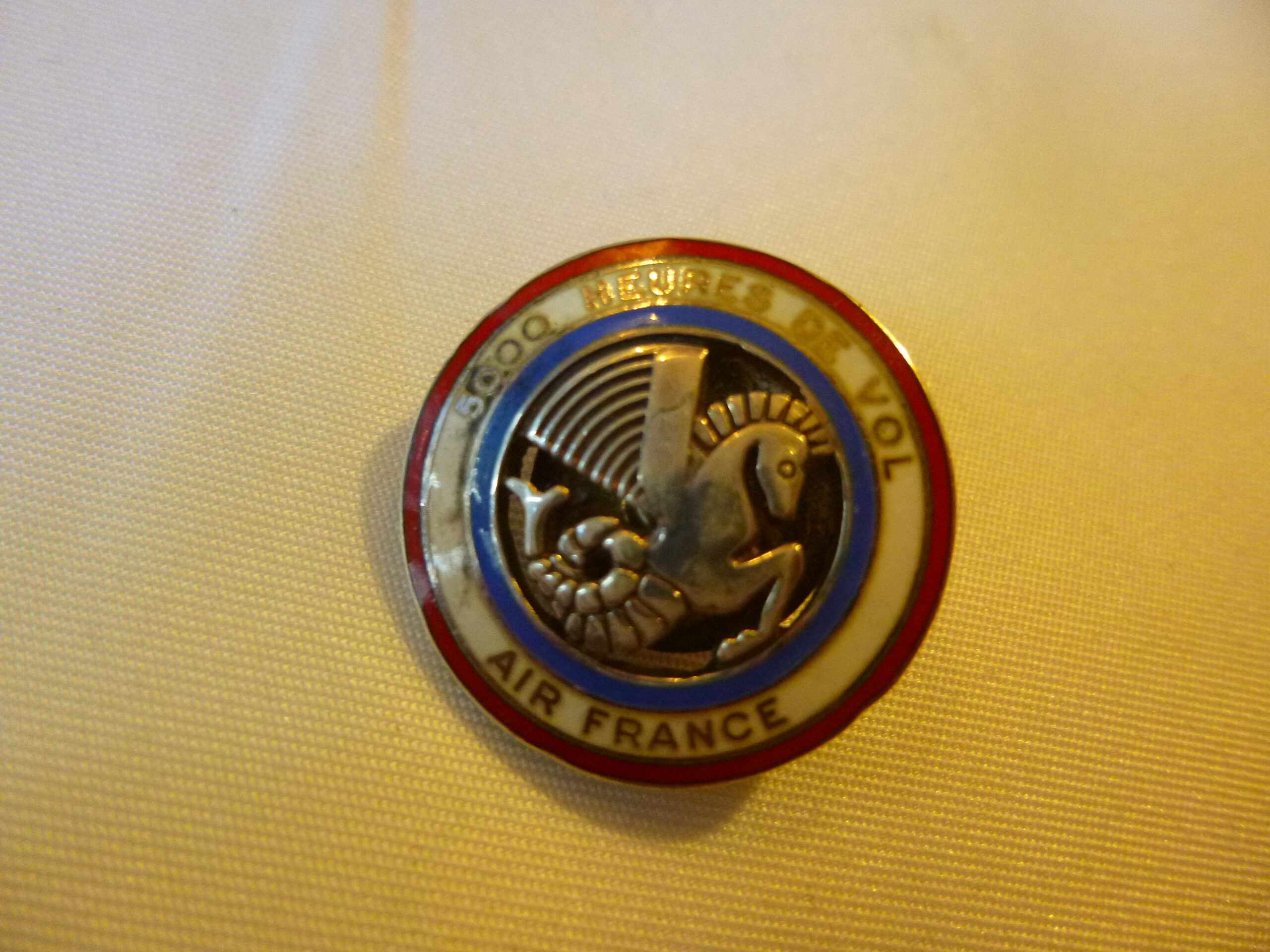 Insigne émaillé Décoration Air France 5000 heures de vol, Arthus Bertrand, Paris, vis, badge, pin's – Image 2