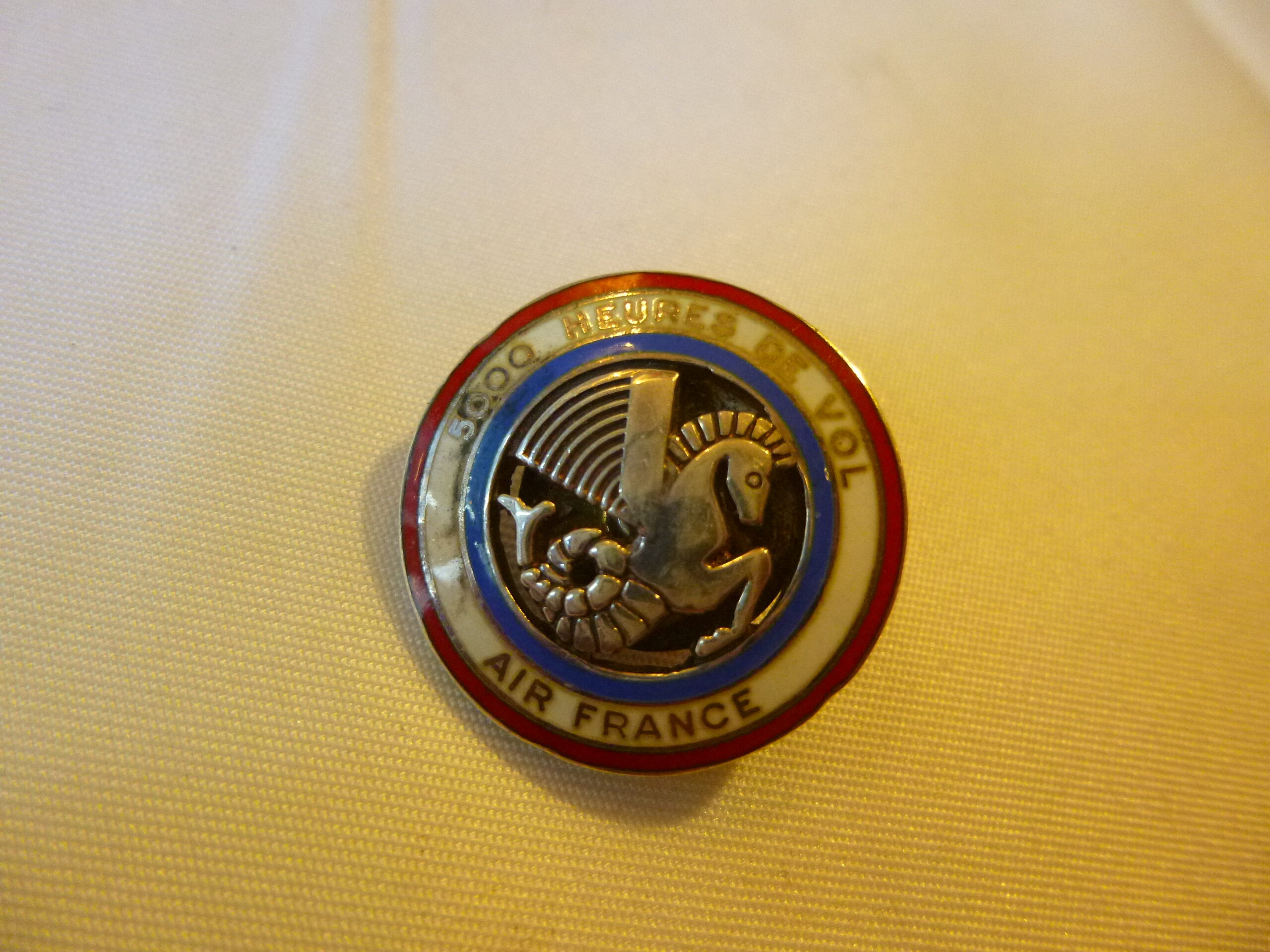 Insigne émaillé Décoration Air France 5000 heures de vol, Arthus Bertrand, Paris, vis, badge, pin's – Image 3