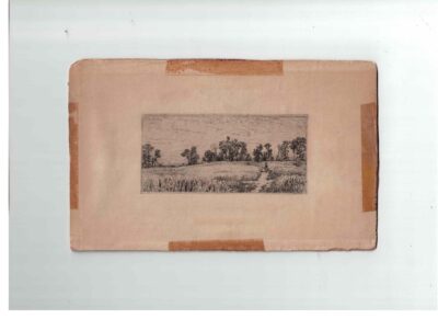 Gravure Eau-forte Originale 1844 – Charles Émile Jacque (1844) – “Champ de blé” – “Wheat Field” (Guiffrey 44)
