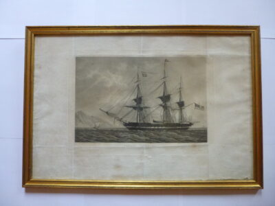 Prestigieuse et Rare Gravure Marine Ancienne 1824 – Frégate Américaine USS Constitution par Frédéric ROUX (Marseille) | Museum-Quality 1824 Marine Engraving – American Frigate USS Constitution by Frederic ROUX (Marseille)