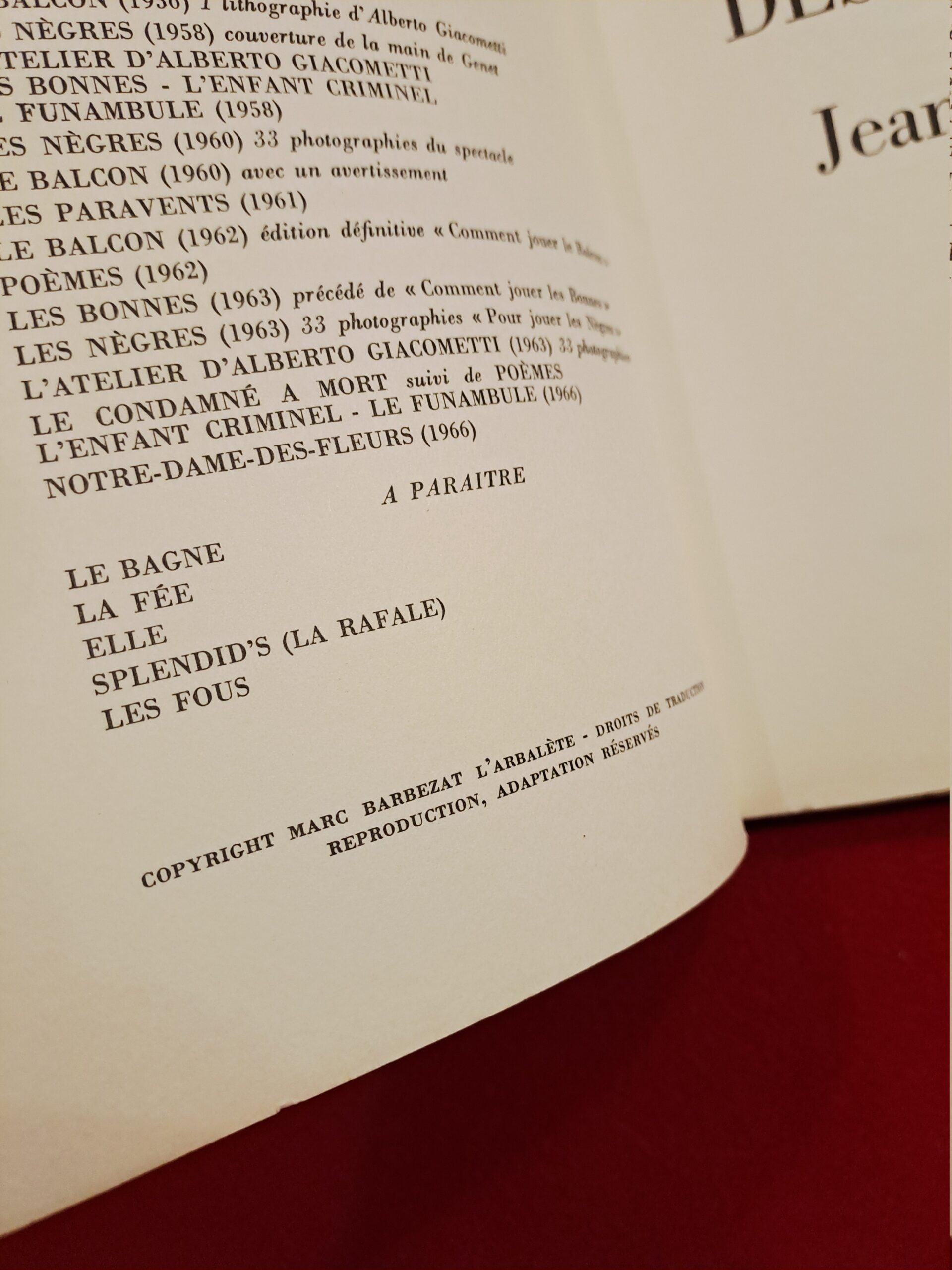 Livre ancien Notre-Dame-des-Fleurs - Jean Genet - Éd. L'Arbalète Barbezat 1966 – Image 6
