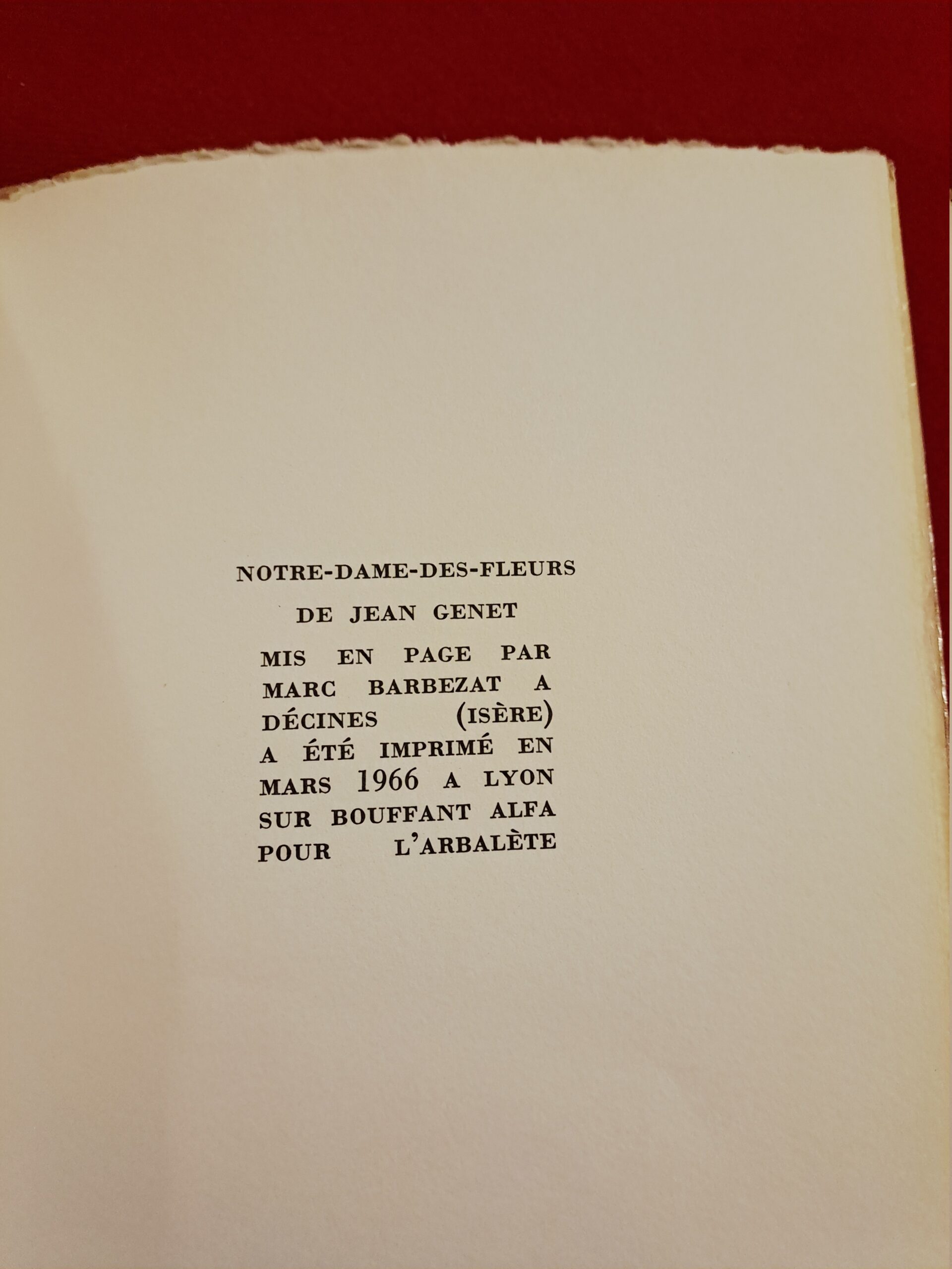 Livre ancien Notre-Dame-des-Fleurs - Jean Genet - Éd. L'Arbalète Barbezat 1966 – Image 7