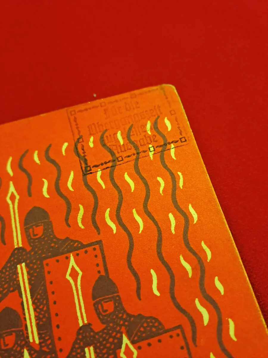 Livre Ancien "Die Nibelungen" (1924) – Édition Originale de Vienne – Illustré par Otto Schubert – Rare Variante avec Tampon Éditeur + Protège-livre Historique TSF (1938) – Image 17